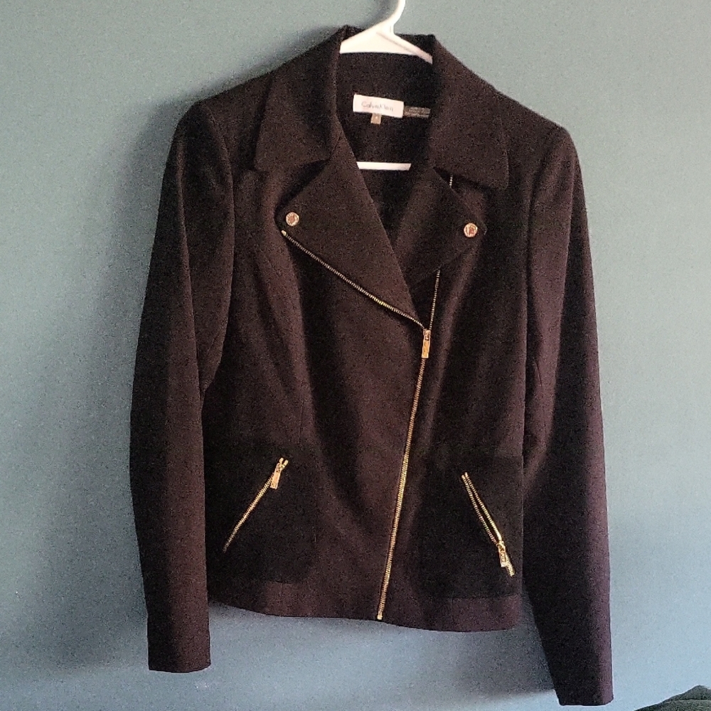 Calvin Klein Black Blazer with Gold Zipper Details